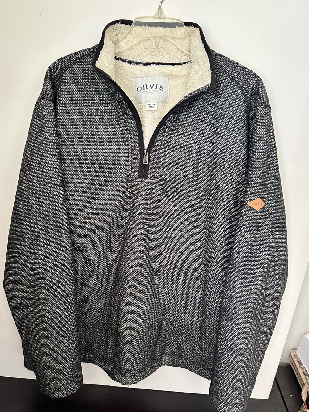 Orvis Men's Sherpa Fleece-Lined Quarter-Zip Pullover Sweater~XXL